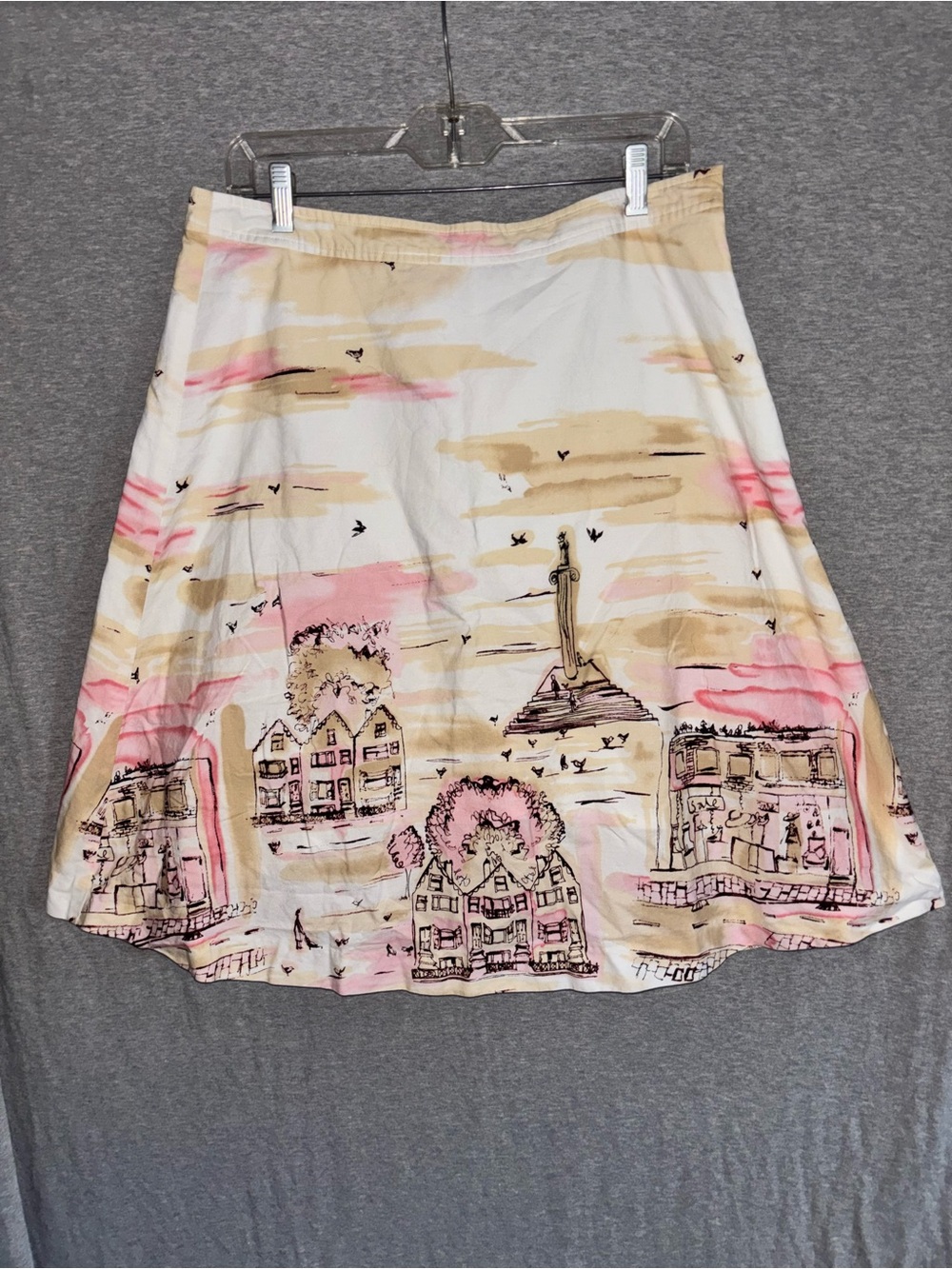 Valerie Stevens Pink, Cream and Black Scenic A-Line Skirt